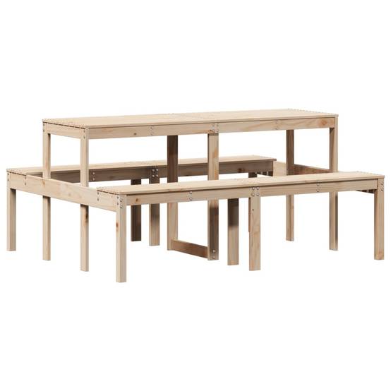 Table de pique-nique bois massif de pin 160 x 134 x 75 cm - PANGIVO - Image 2