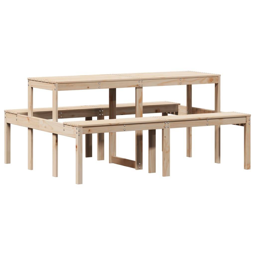 Table de pique-nique bois massif de pin 160 x 134 x 75 cm - PANGIVO - Image 2