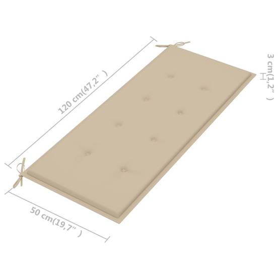 Helloshop26 - Banc de jardin meuble de patio d'extérieur terrasse avec coussin beige 120 x 51,5 x 84 cm bois de teck massif - Imagen 9