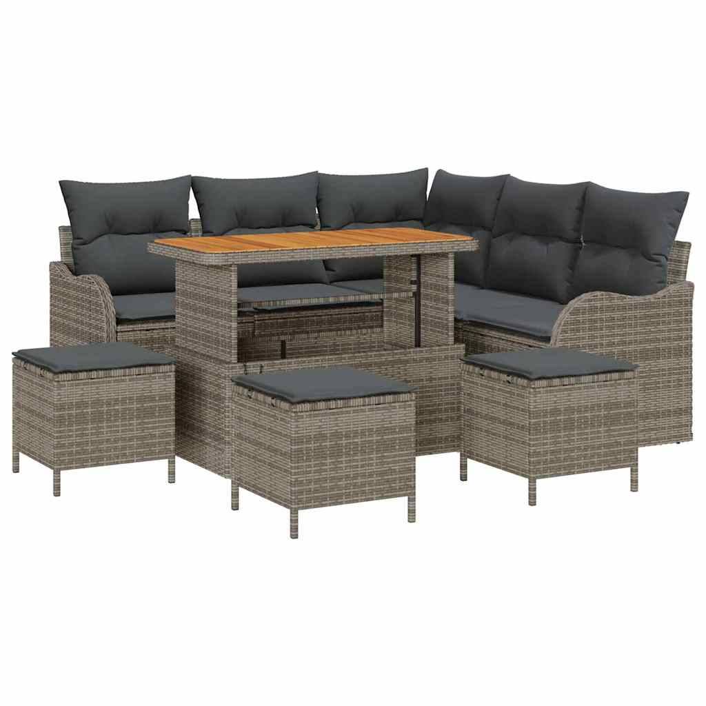 Salon de jardin 8 places Polyrotin et Bois Design Modulable pour Jardin Gris – ComfortXL Outdoor Living - Image 2