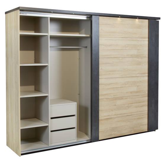 Armoire 2 Portes Coulissantes 217cm avec Leds - SIWA - Image 4
