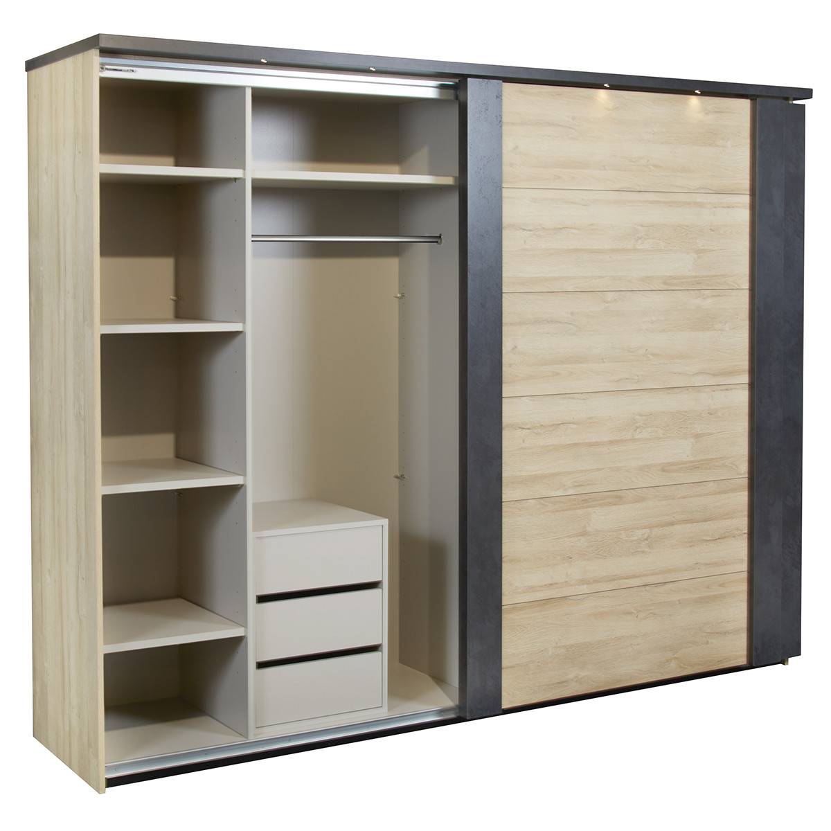 Armoire 2 Portes Coulissantes 217cm avec Leds - SIWA - Image 4