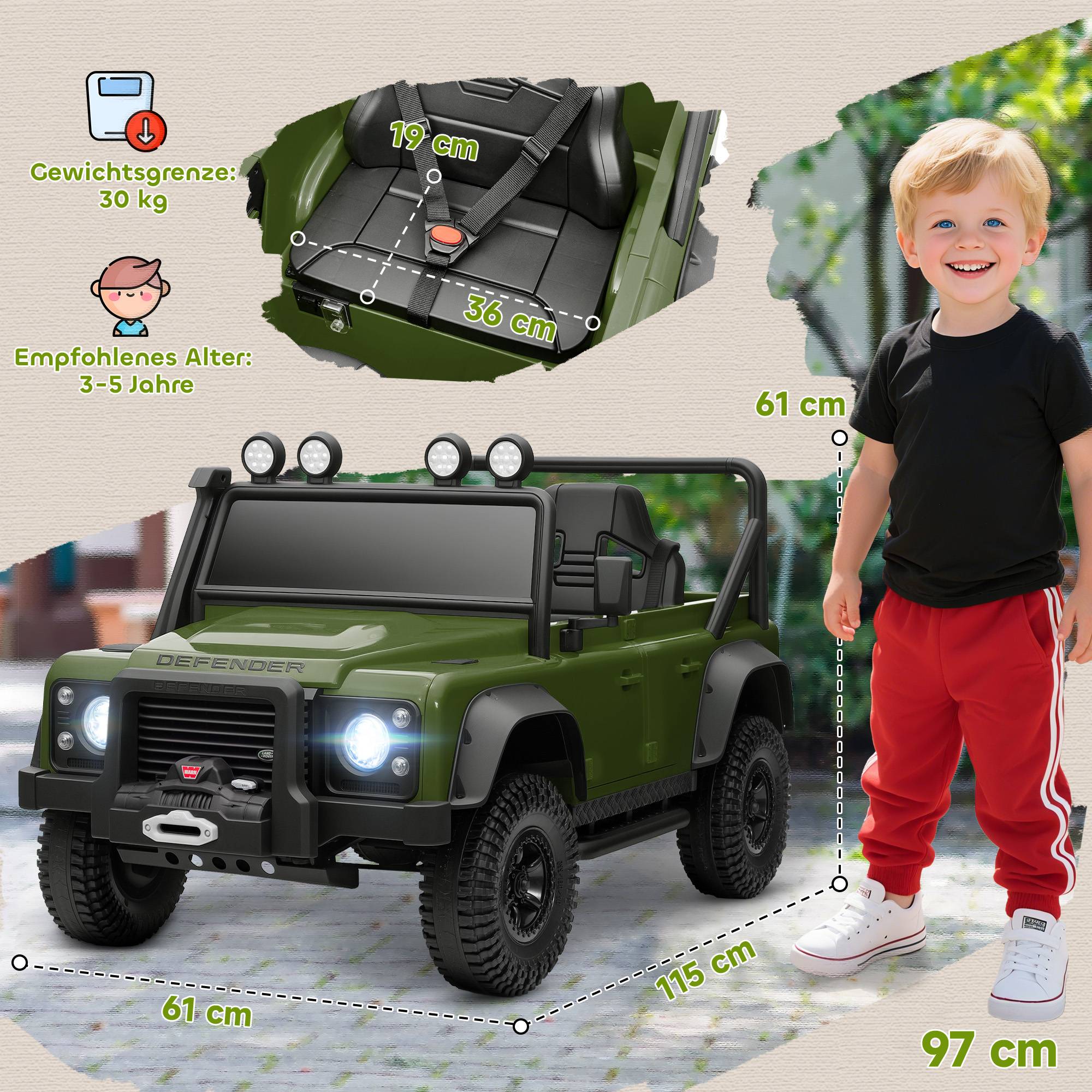 Sans Marque - Voiture électrique enfants batterie 12V télécommande musique klaxon lumières LED verte - Image 5