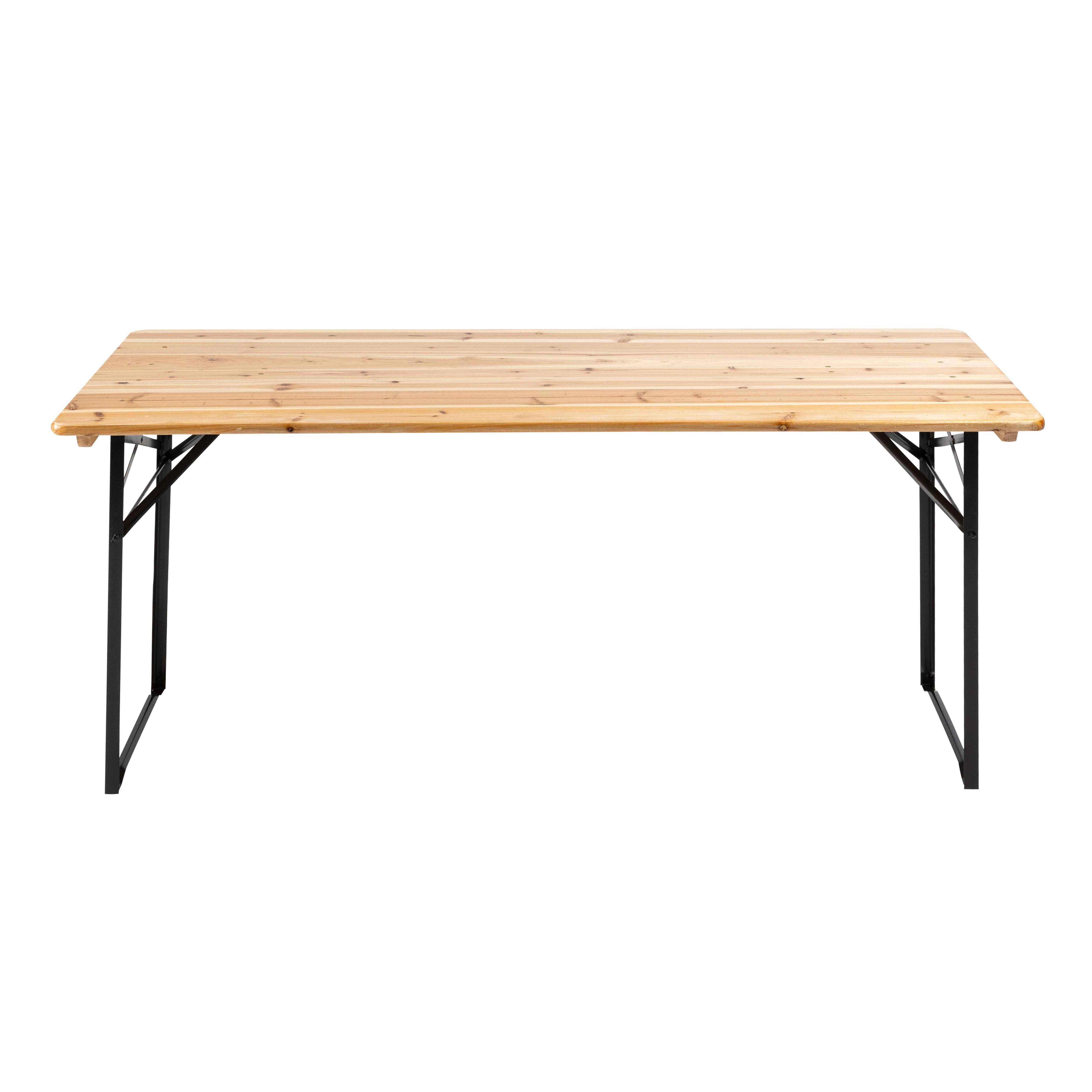 Oviala - Table en bois 180 cm brasserie pieds pliants Ensemble Brasserie - Oviala - Imagen 2