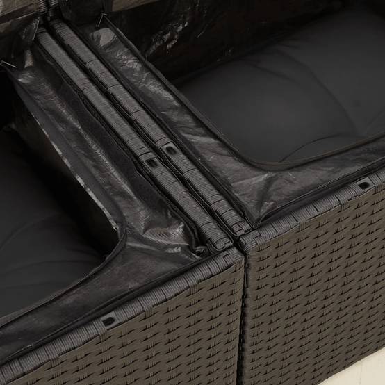 Canapé Extérieur 2 Assises Poly Rotin avec Coffre de Rangement et Coussins – Noir – ComfortXL Outdoor Living - Image 9