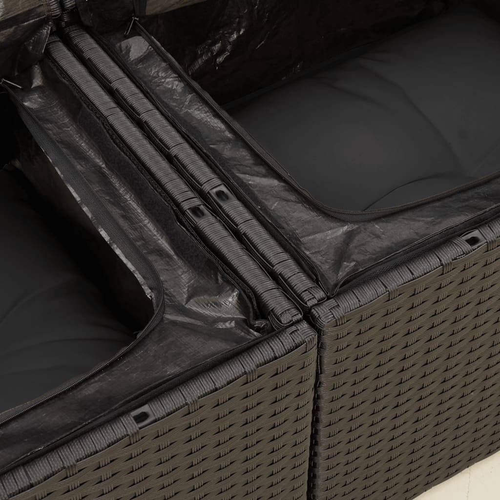 Canapé Extérieur 2 Assises Poly Rotin avec Coffre de Rangement et Coussins – Noir – ComfortXL Outdoor Living - Image 9
