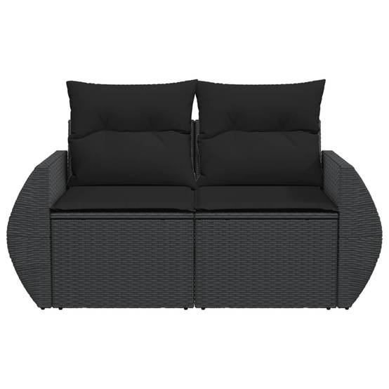 Canapé Extérieur 2 Assises Poly Rotin avec Coffre de Rangement et Coussins – Noir – ComfortXL Outdoor Living - Image 4