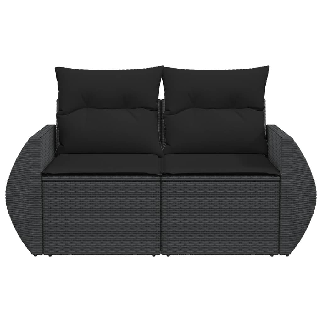 Canapé Extérieur 2 Assises Poly Rotin avec Coffre de Rangement et Coussins – Noir – ComfortXL Outdoor Living - Image 4