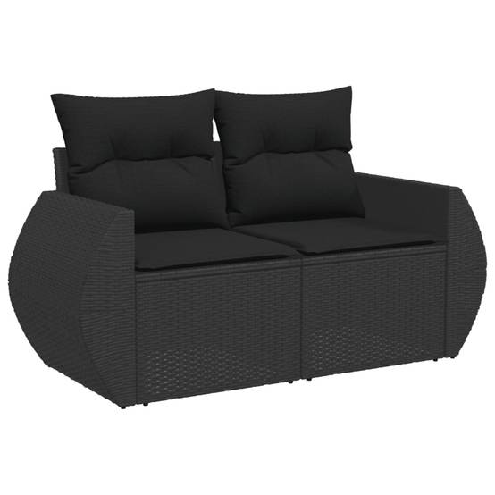 Canapé Extérieur 2 Assises Poly Rotin avec Coffre de Rangement et Coussins – Noir – ComfortXL Outdoor Living - Image 2