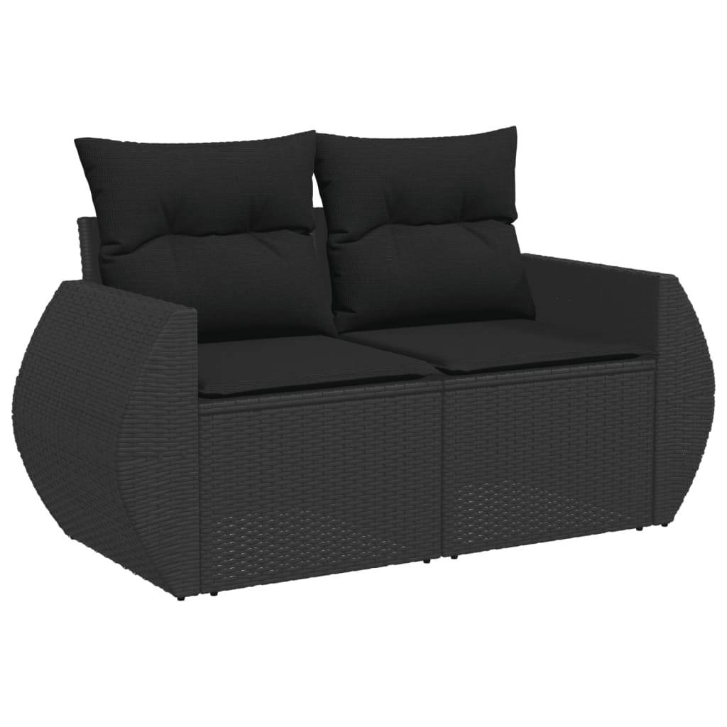 Canapé Extérieur 2 Assises Poly Rotin avec Coffre de Rangement et Coussins – Noir – ComfortXL Outdoor Living - Image 2