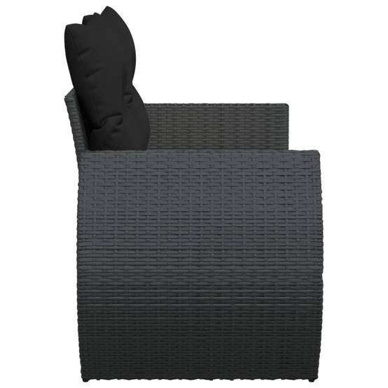 Canapé Extérieur 2 Assises Poly Rotin avec Coffre de Rangement et Coussins – Noir – ComfortXL Outdoor Living - Image 5