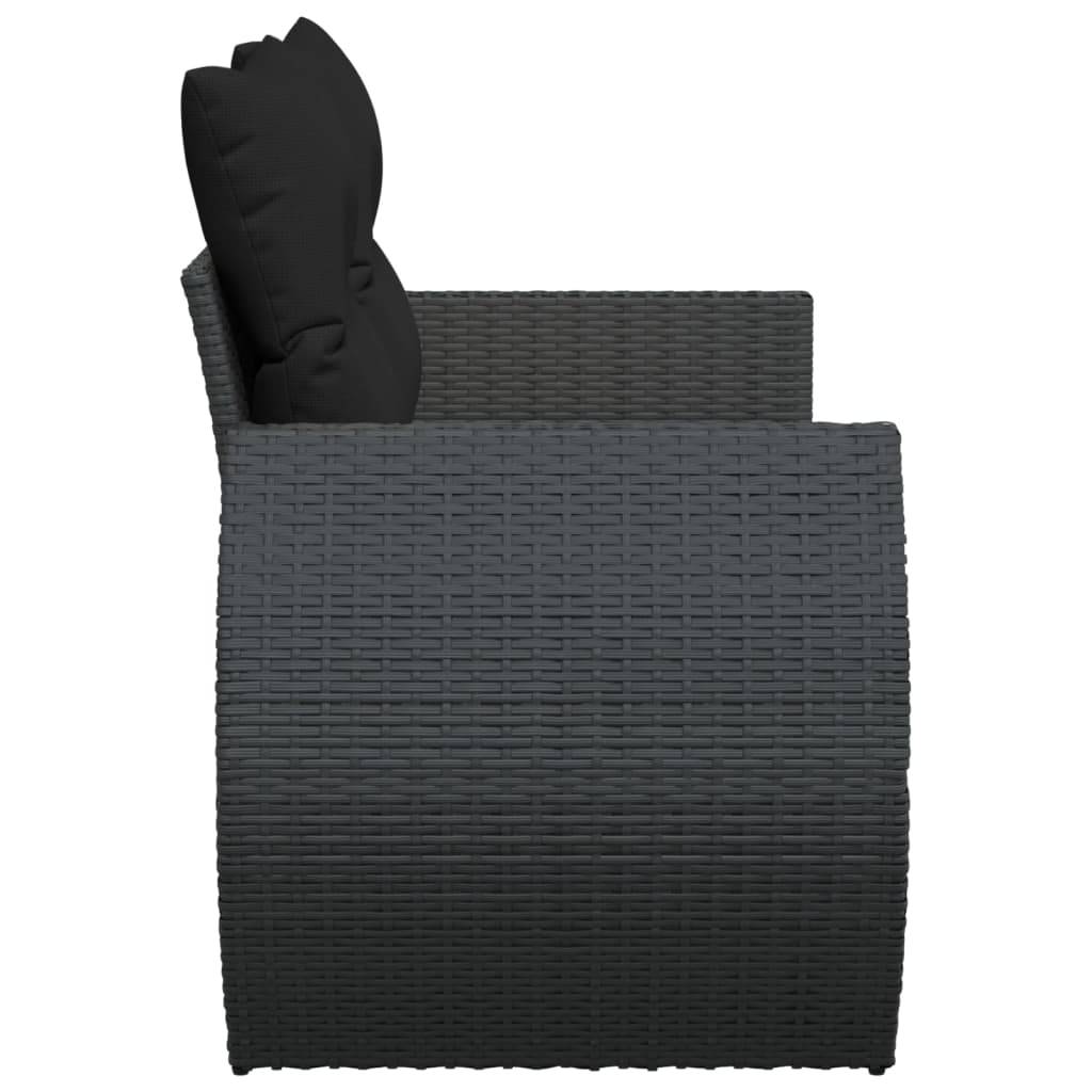 Canapé Extérieur 2 Assises Poly Rotin avec Coffre de Rangement et Coussins – Noir – ComfortXL Outdoor Living - Image 5