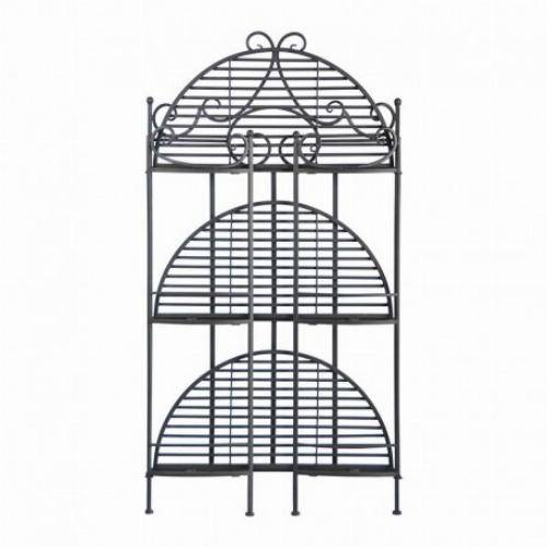 Esschert Design - Étagère demi-ronde pliante en fer noir - 59,5x114,5 cm - Imagen 1