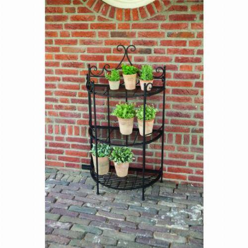 Esschert Design - Étagère demi-ronde pliante en fer noir - 59,5x114,5 cm - Imagen 2