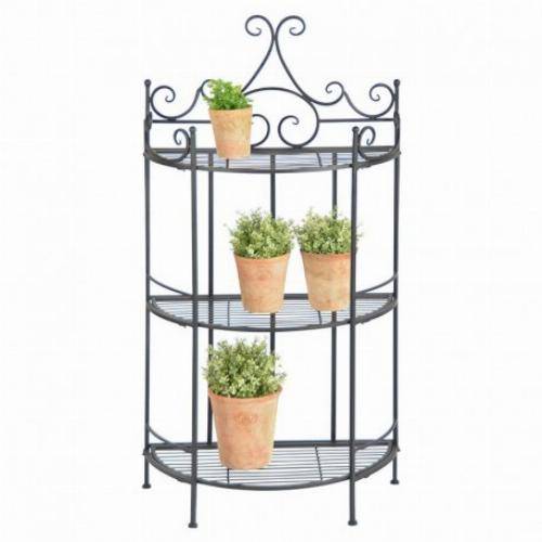 Esschert Design - Étagère demi-ronde pliante en fer noir - 59,5x114,5 cm - Imagen 3