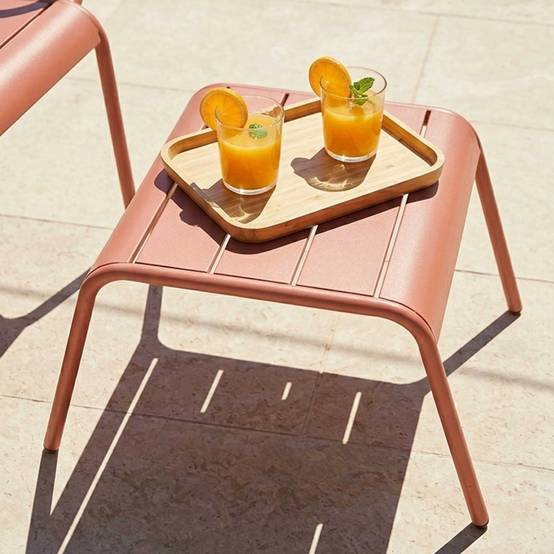 Oviala - Fauteuil relax et repose pied en métal argile Palavas - Oviala - Imagen 4