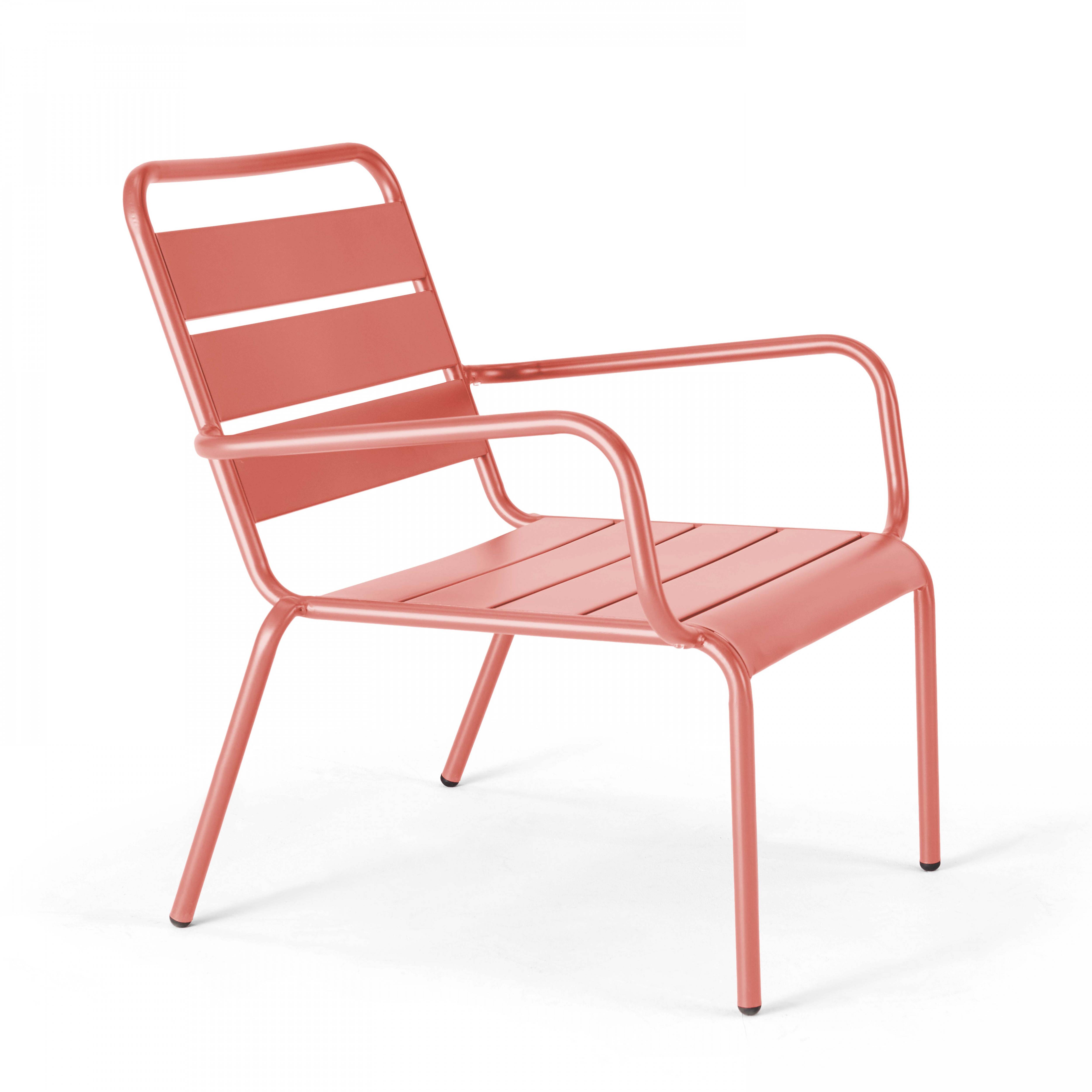 Oviala - Fauteuil relax et repose pied en métal argile Palavas - Oviala - Imagen 5