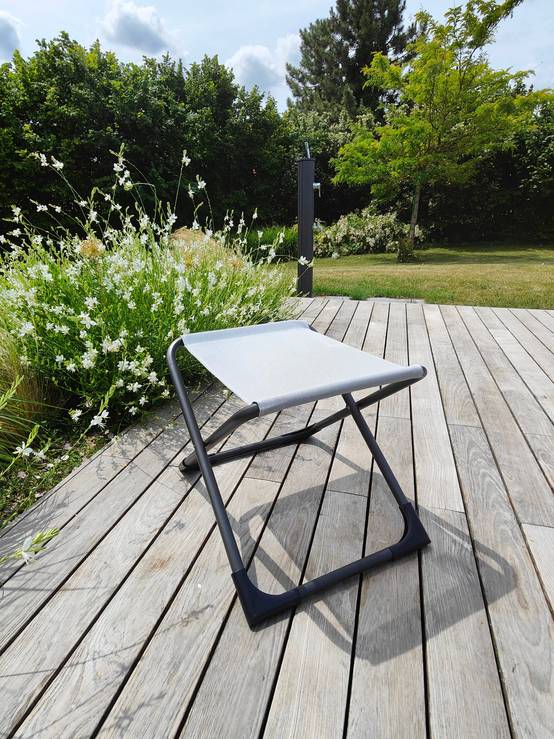 Fiam - Repose-Pieds CHICO Aluminium ANTHRACITE Texfil BLANC GRIS 49x61x42 cm FIAM - Image 3