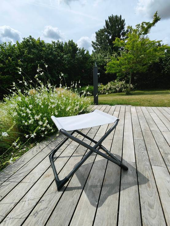 Fiam - Repose-Pieds CHICO Aluminium ANTHRACITE Texfil BLANC GRIS 49x61x42 cm FIAM - Image 2