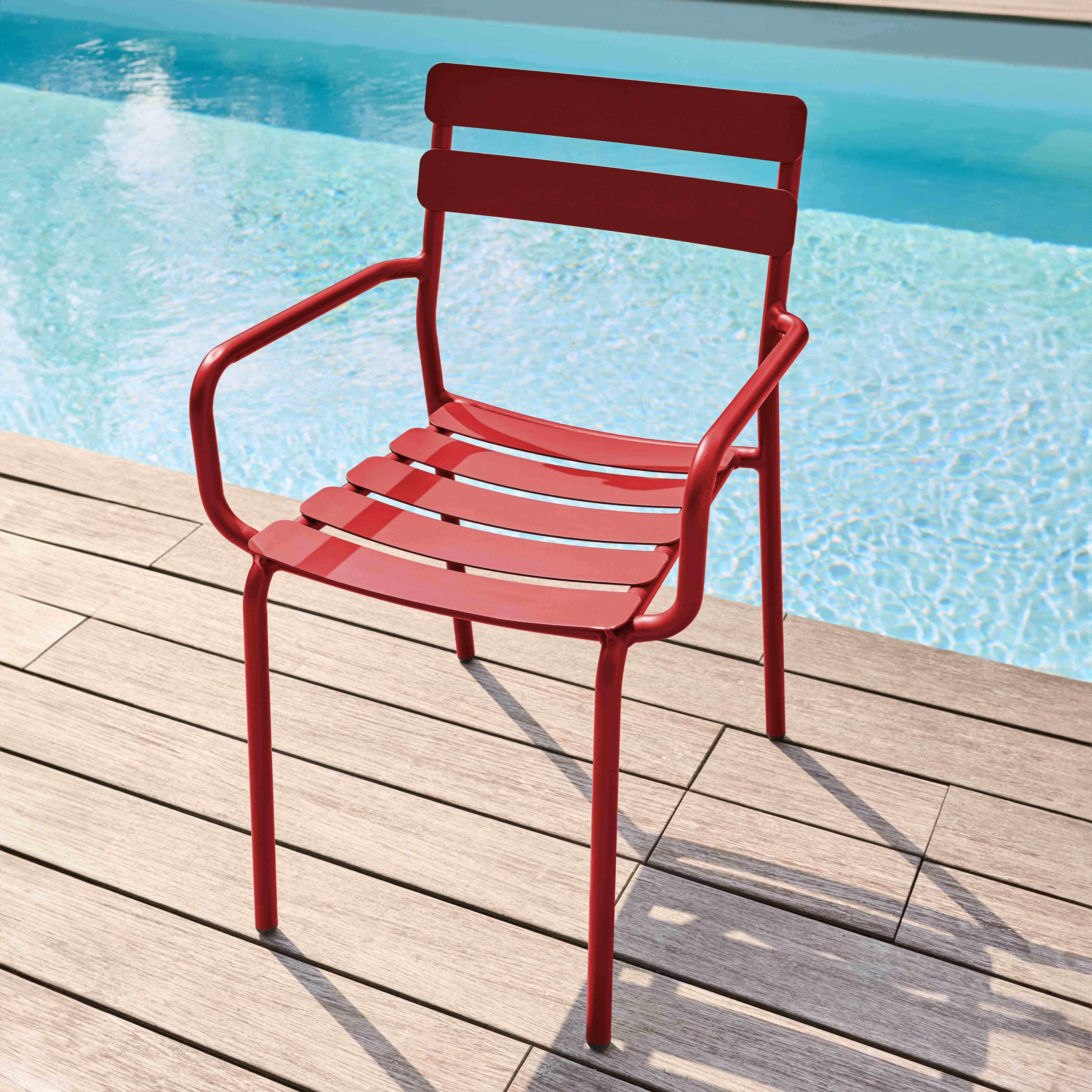 Oviala - Fauteuil de terrasse en aluminium rouge foncé Almada - Oviala - Imagen 2