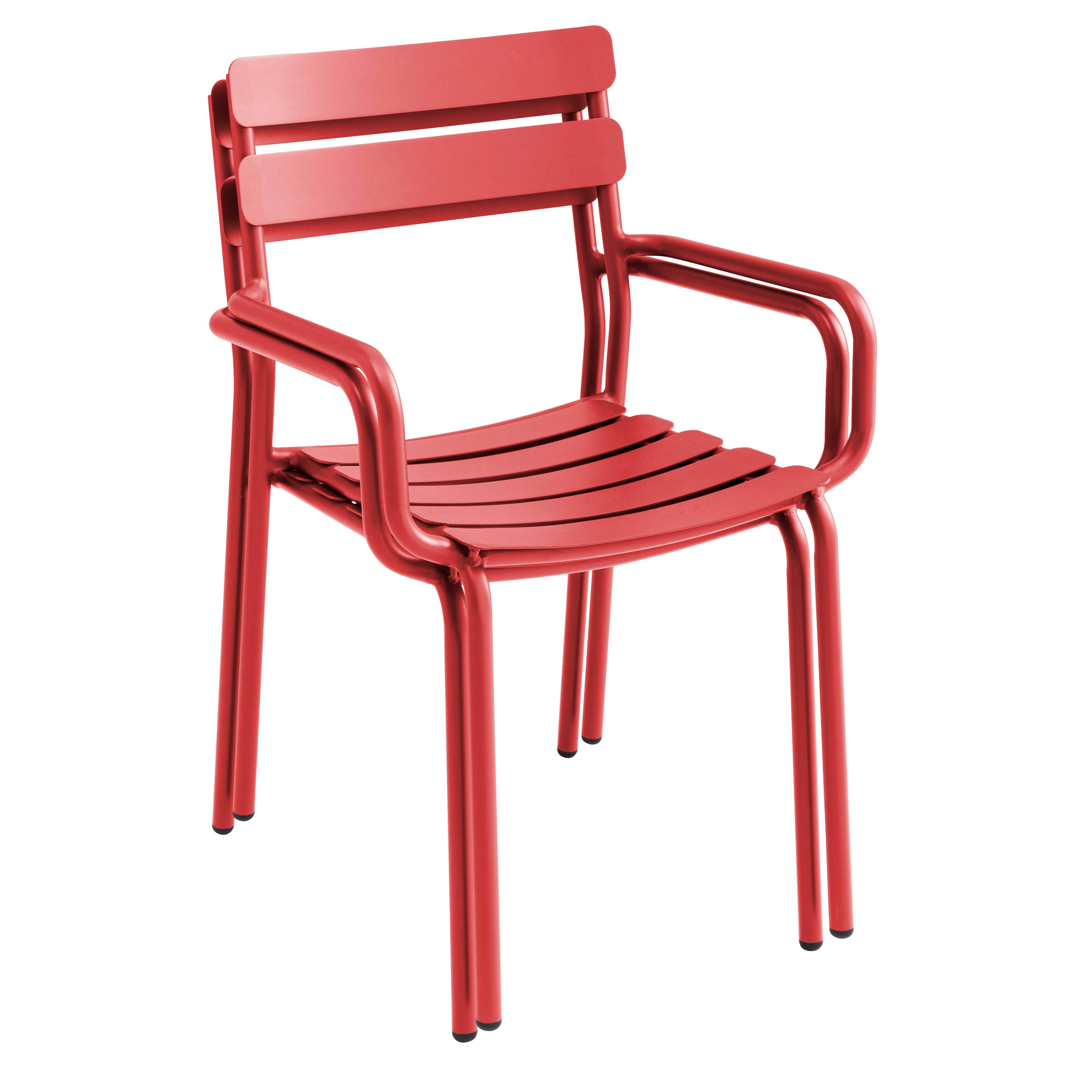 Oviala - Fauteuil de terrasse en aluminium rouge foncé Almada - Oviala - Imagen 3