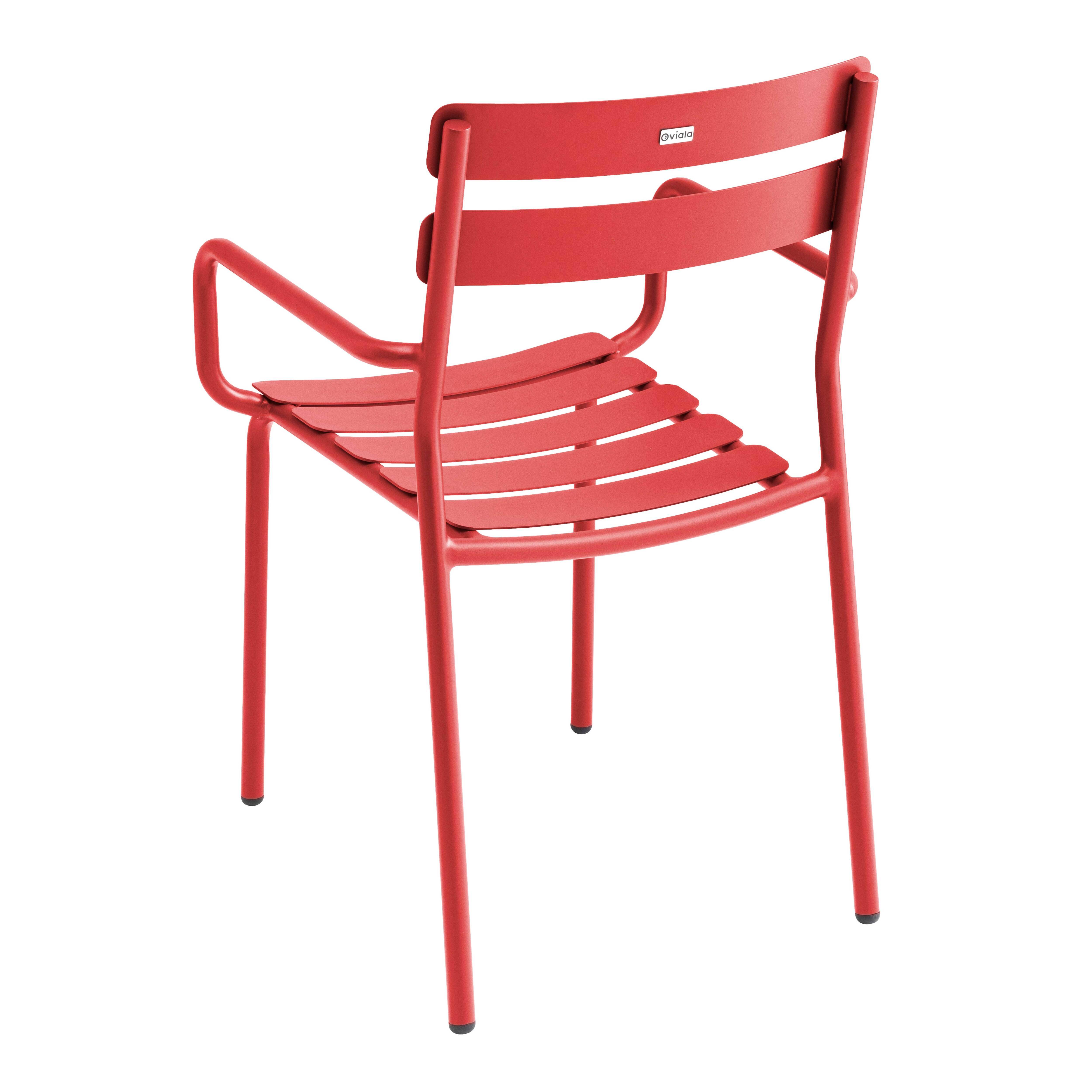 Oviala - Fauteuil de terrasse en aluminium rouge foncé Almada - Oviala - Imagen 4