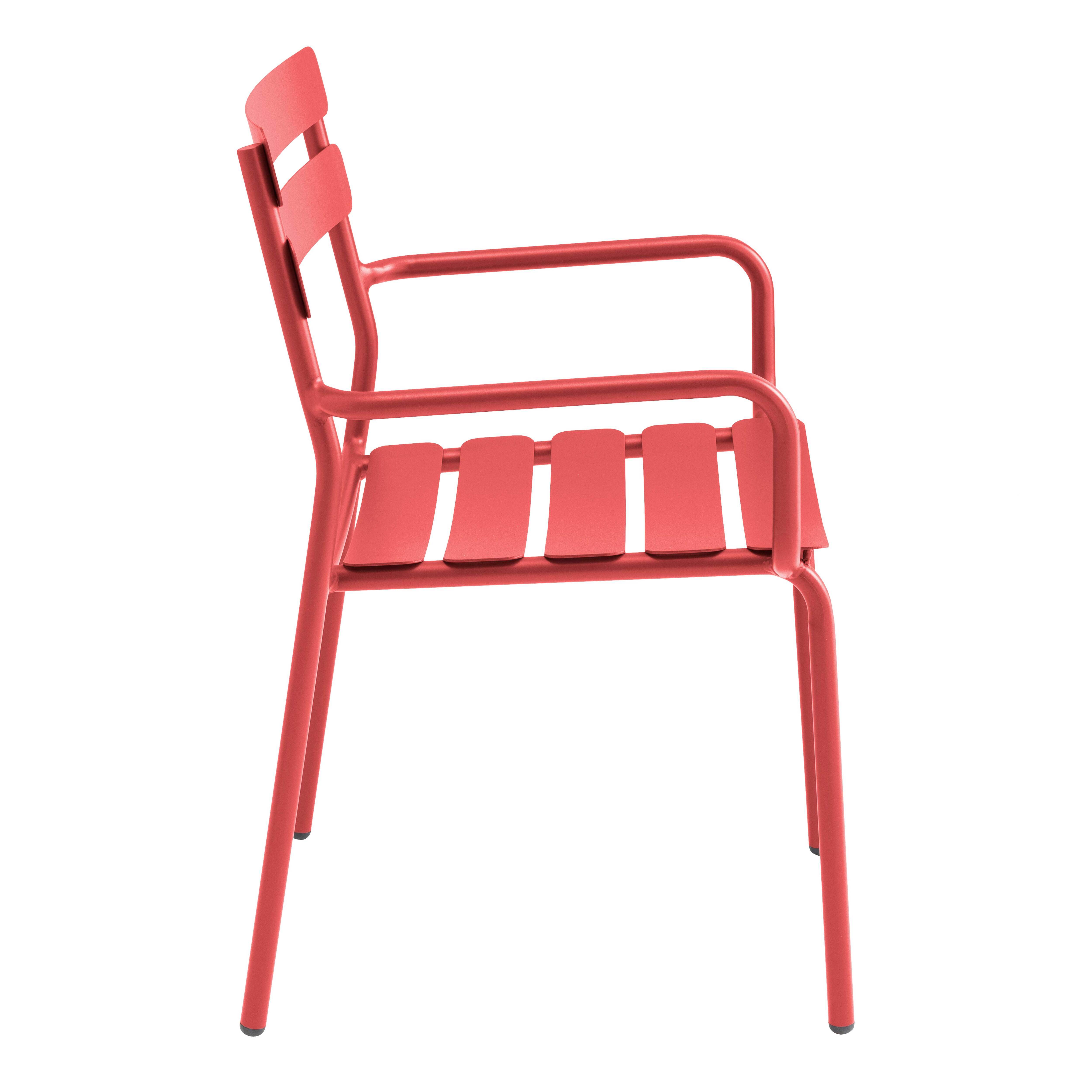 Oviala - Fauteuil de terrasse en aluminium rouge foncé Almada - Oviala - Imagen 6