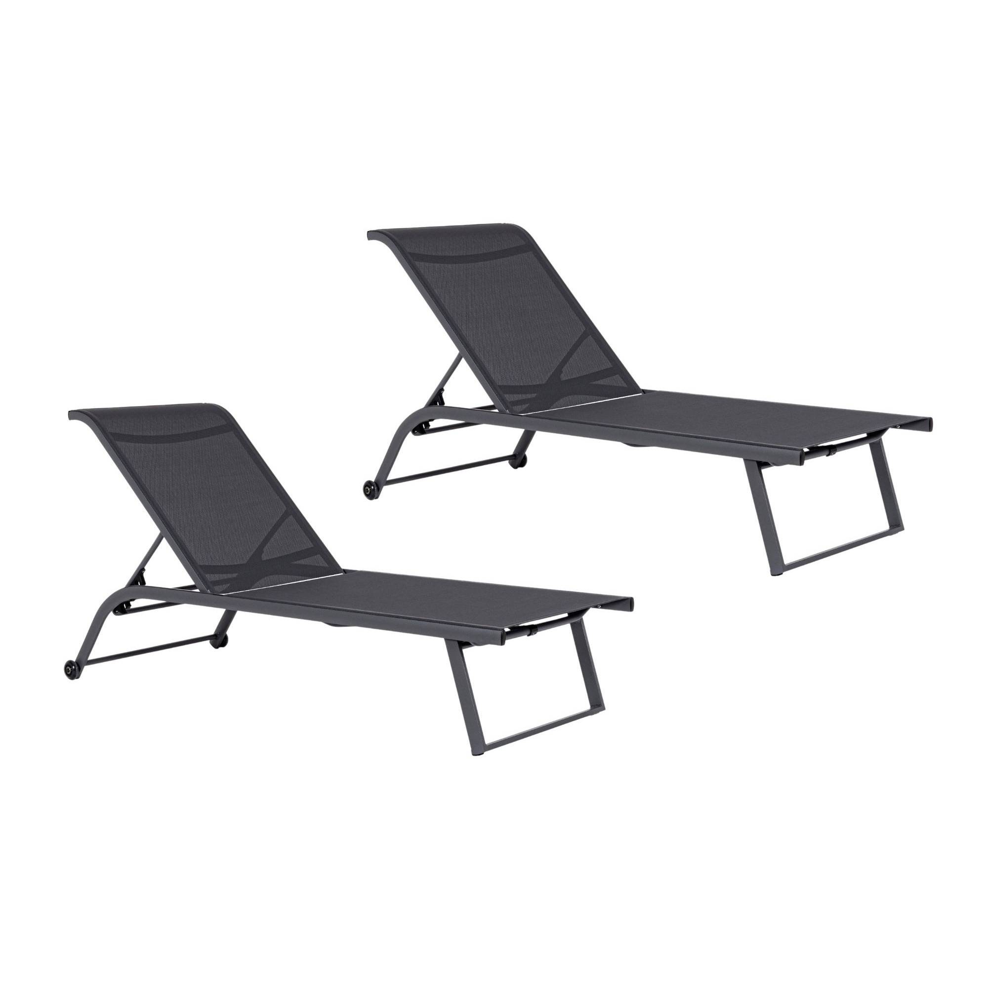 Autre - Bains de soleil inclinables en aluminium et tissu (lot de 2) - CABOURG - Imagen 1