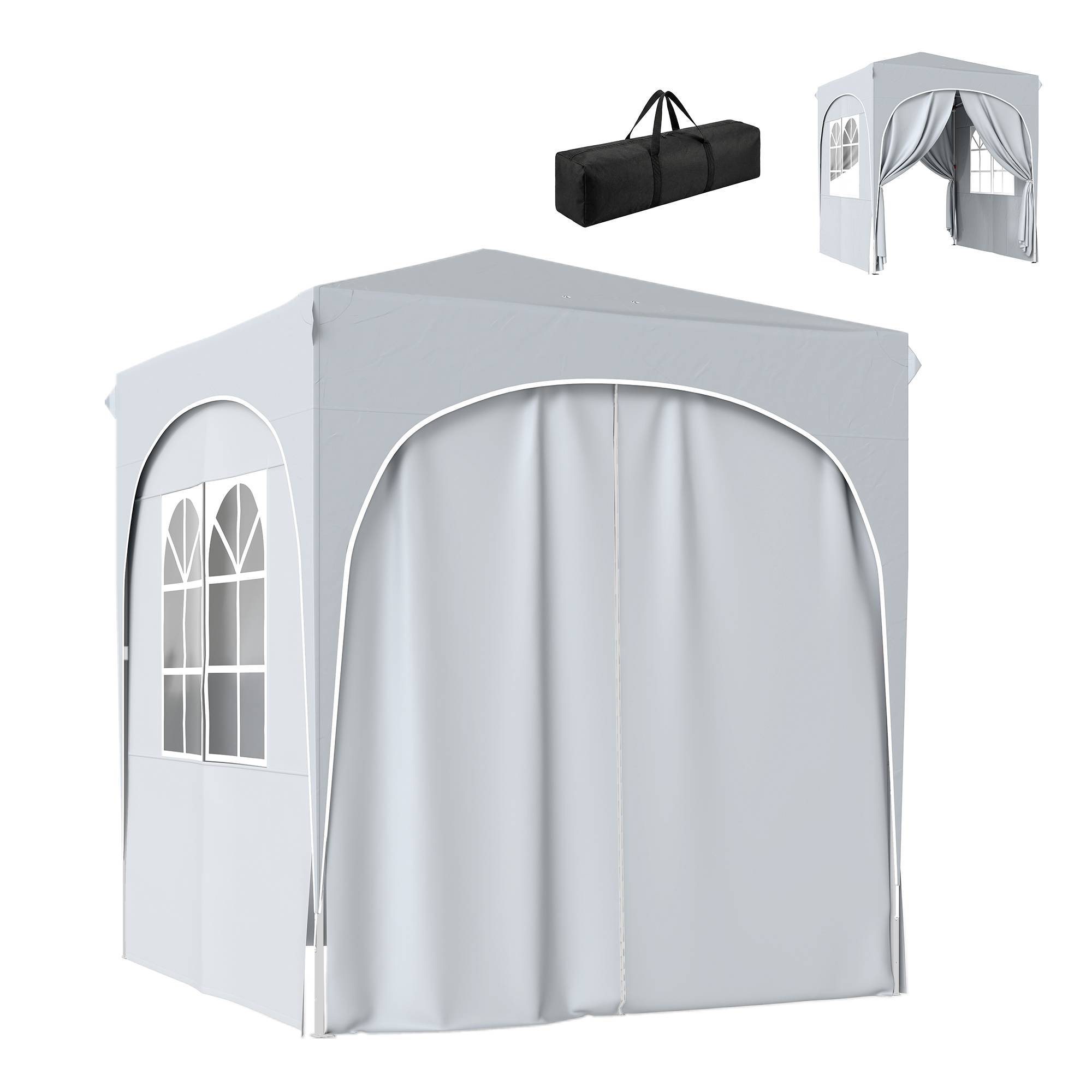 Sans Marque - Gazebo pliant réglable 2x2 m avec 4 parois latérales, en métal et tissu Oxford gris clair - Image 2