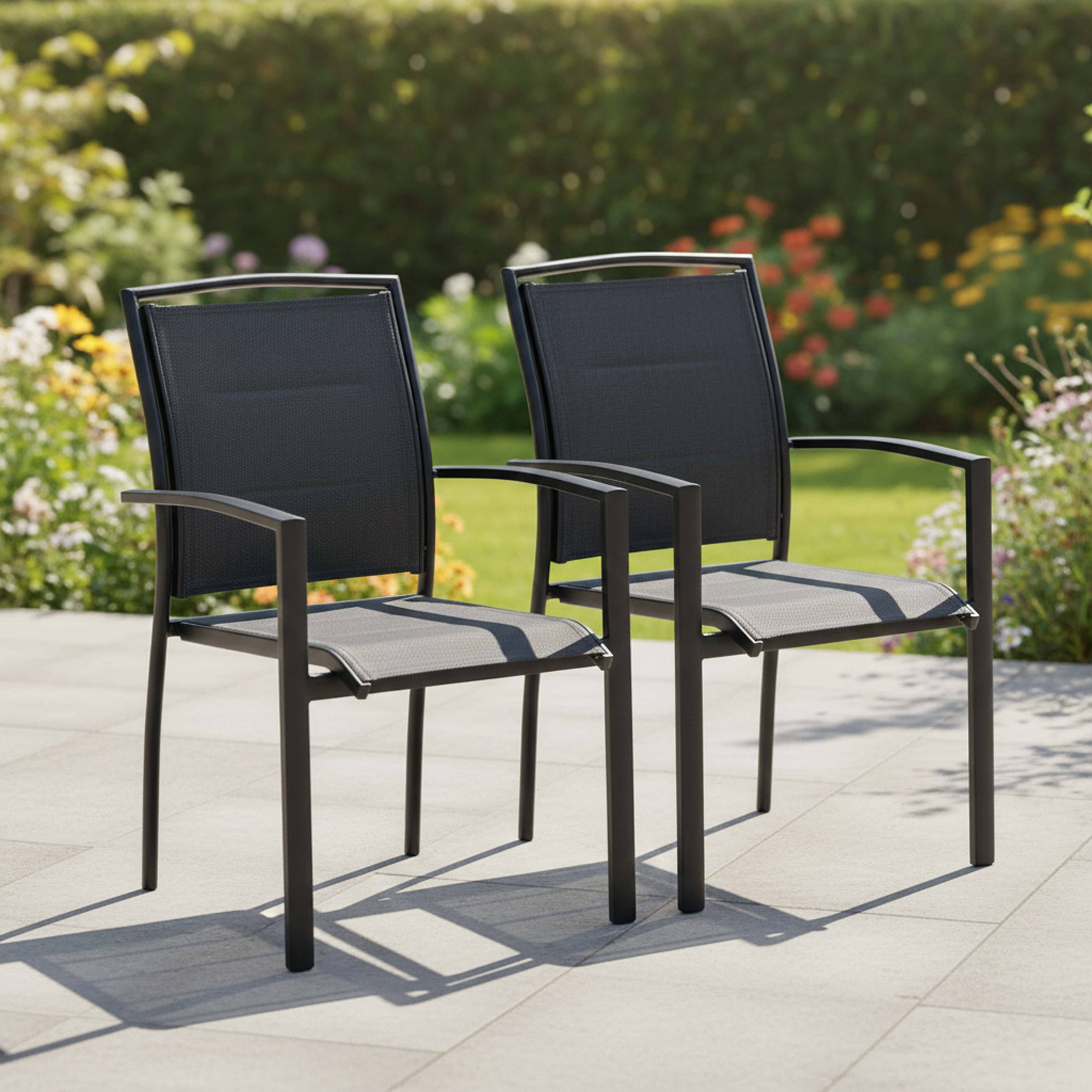 Oviala - Lot de 2 fauteuils en aluminium noirs Butterfly - Oviala - Imagen 2