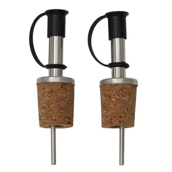 Cook Concept - Lot de 2 Bouchons en Liège "Bec Verseur" 10cm Argent - Image 1