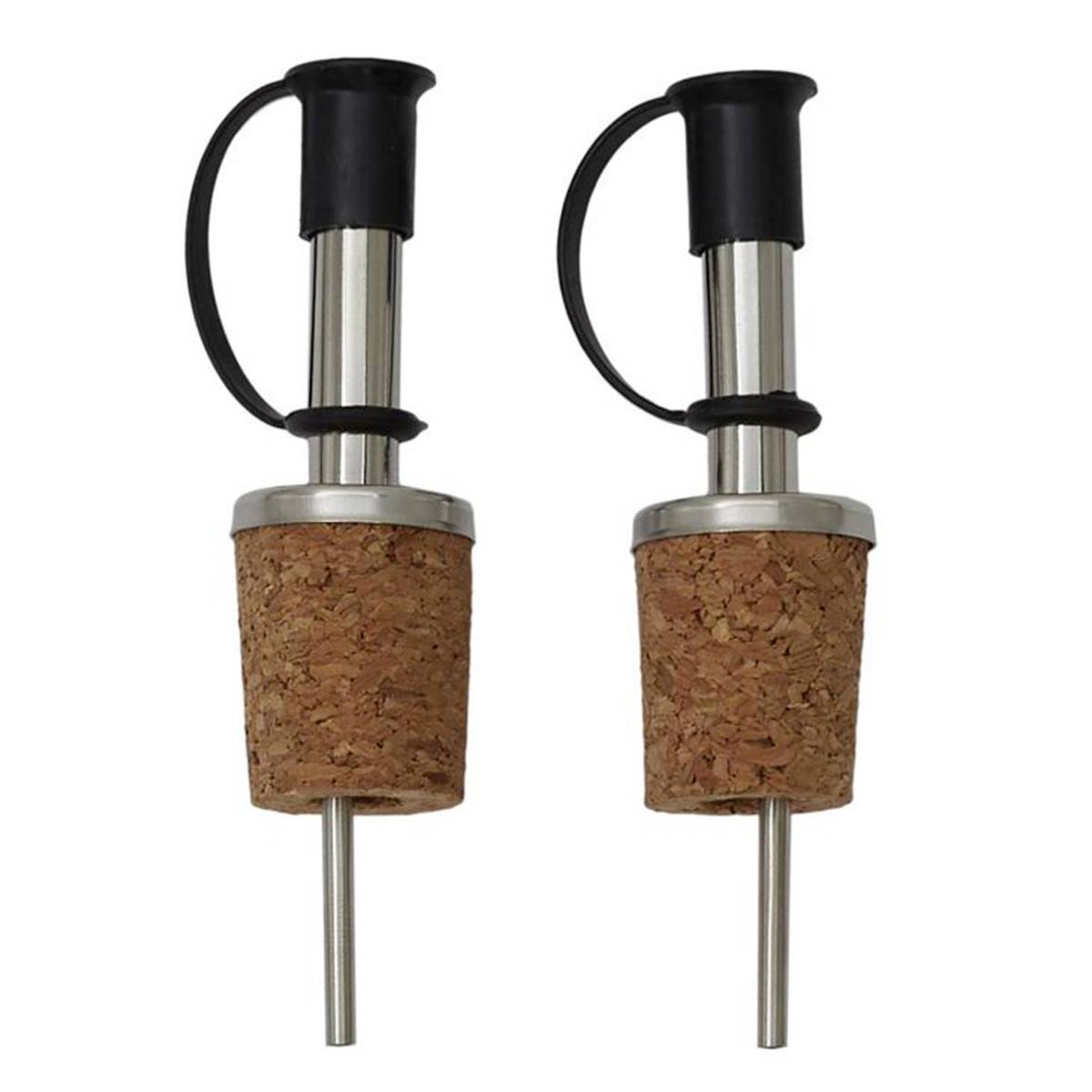 Cook Concept - Lot de 2 Bouchons en Liège "Bec Verseur" 10cm Argent - Image 1
