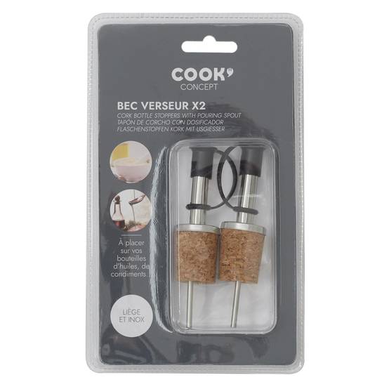 Cook Concept - Lot de 2 Bouchons en Liège "Bec Verseur" 10cm Argent - Image 3