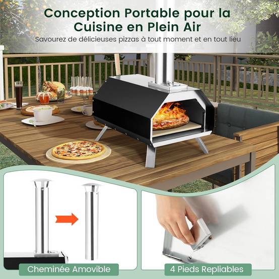 Four à Pizza Extérieur Portable en Acier Inoxydable avec Pierre à Pizza de 30,5cm - Image 7