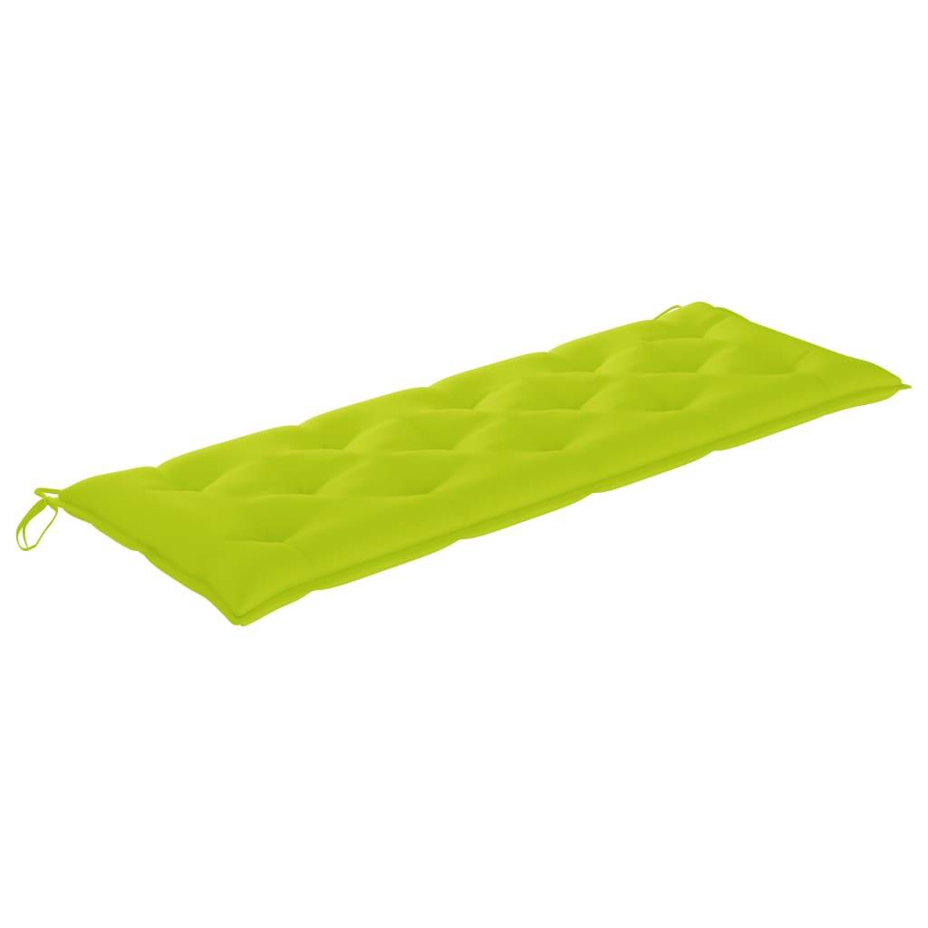 Helloshop26 - Banc de jardin meuble de patio d'extérieur terrasse avec coussin vert brillant 150 cm bois teck massif - Imagen 3