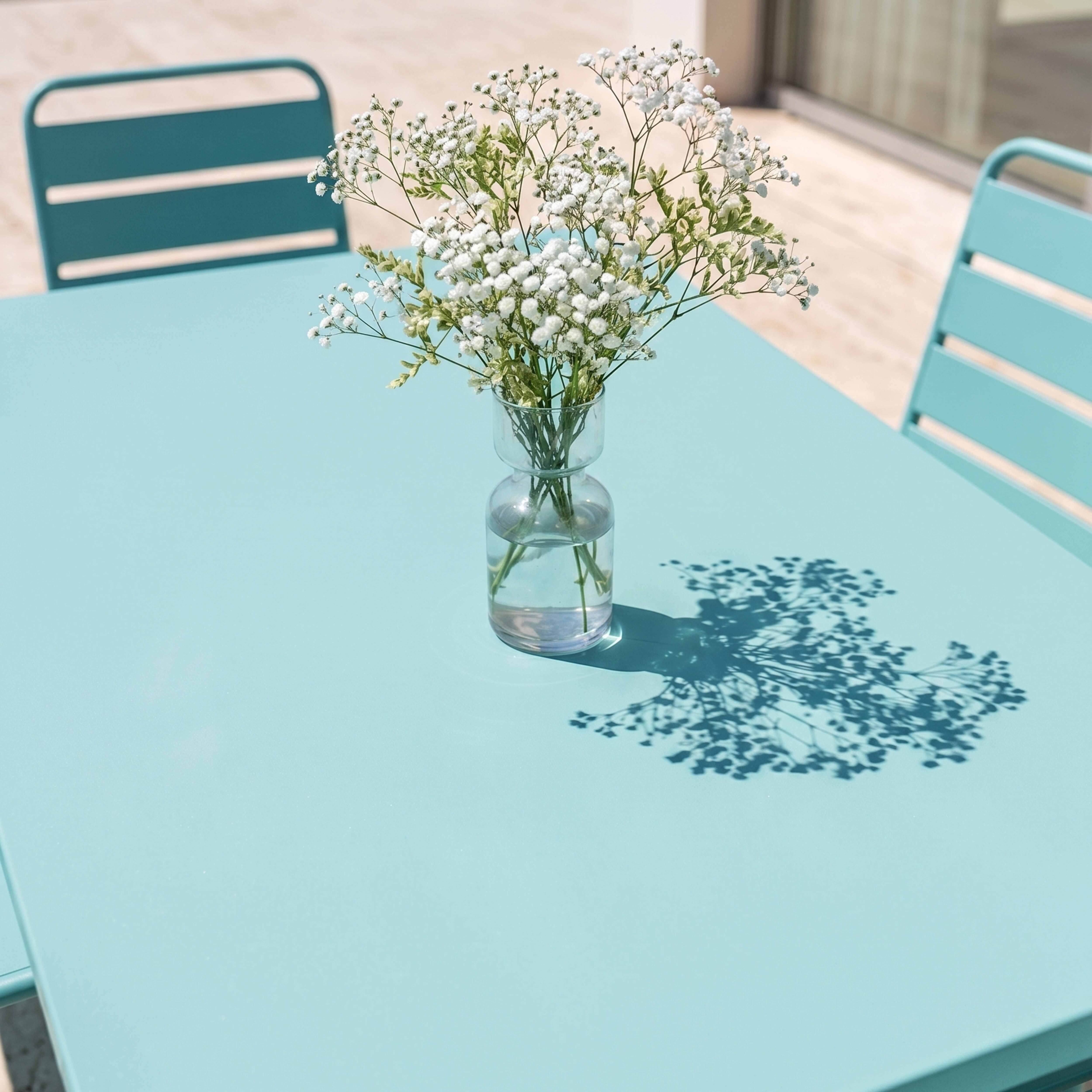 Oviala - Ensemble table de jardin et 8 chaises en métal turquoise Palavas - Oviala - Imagen 3