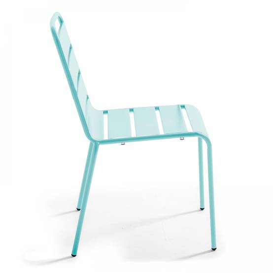 Oviala - Ensemble table de jardin et 8 chaises en métal turquoise Palavas - Oviala - Image 5