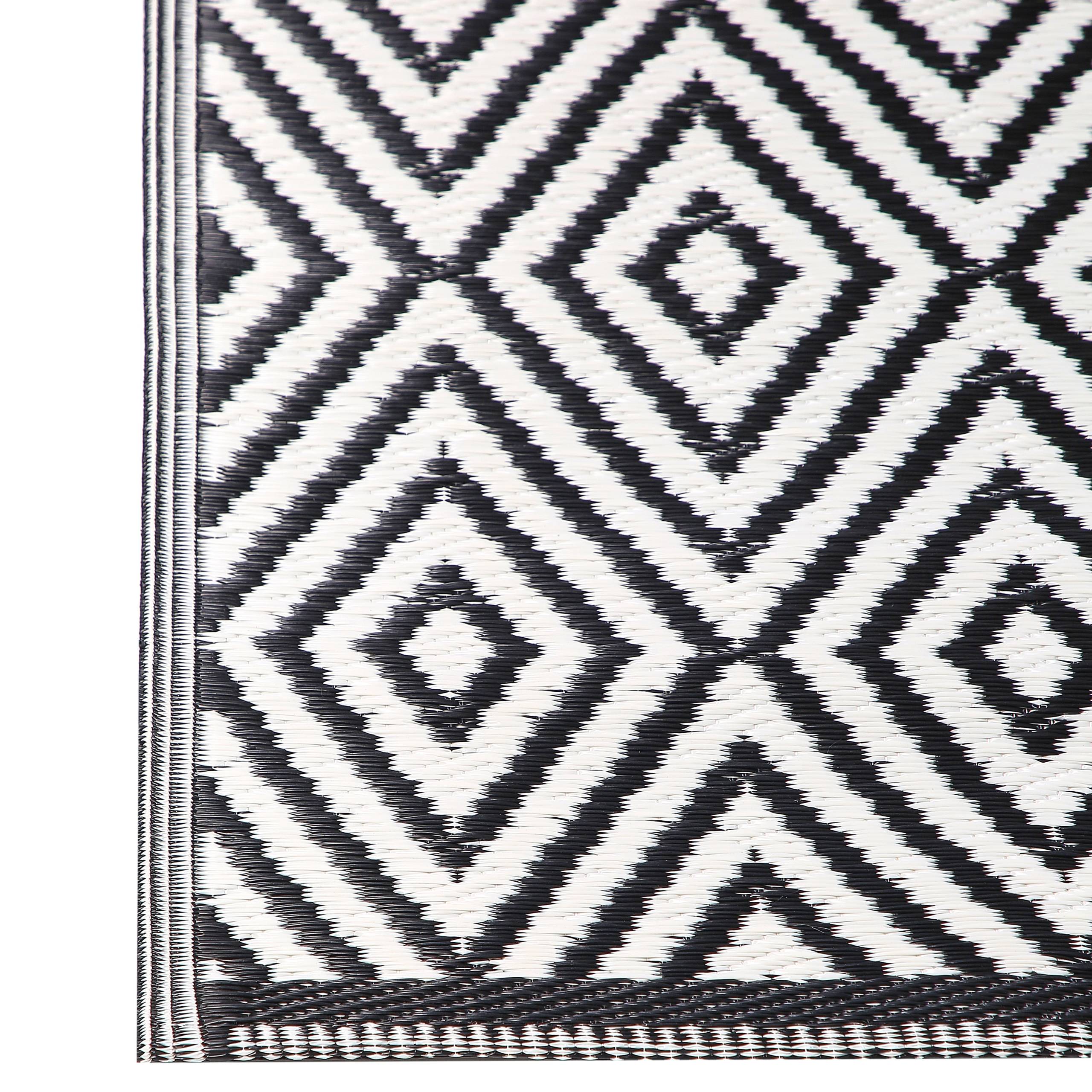 Beliani - Tapis d'Extérieur Noir et Blanc en Polypropylène Motif Géométrique pour Terrasse au Style Moderne 150 x 200 cm Beliani - Imagen 6