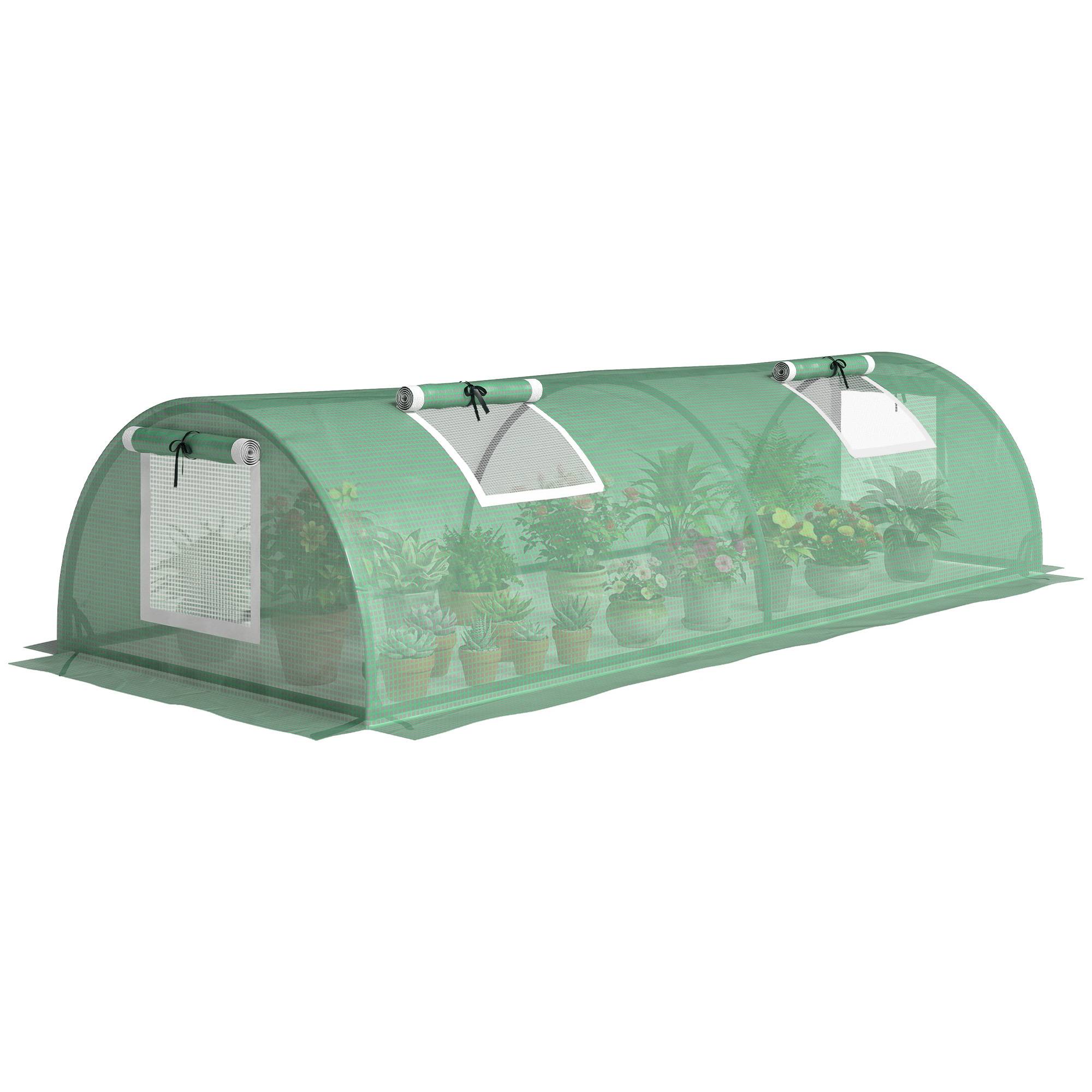 Sans Marque - Mini Serre de Jardin mini serre tunnel à tomates 200 x 80 x 45 cm Acier PE Anti-UV 4 portes en filet enroulables vert - Image 1