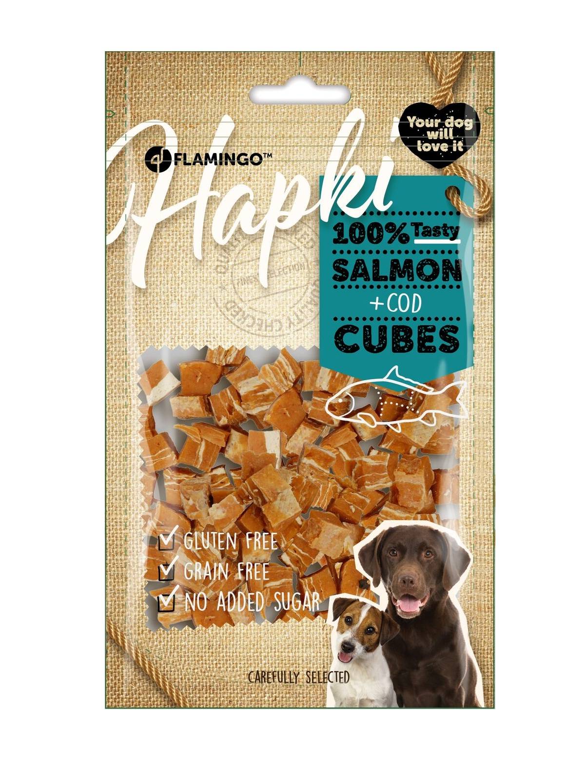 Friandises chien saumon & cabillaud petits cubes 85g - Image 2