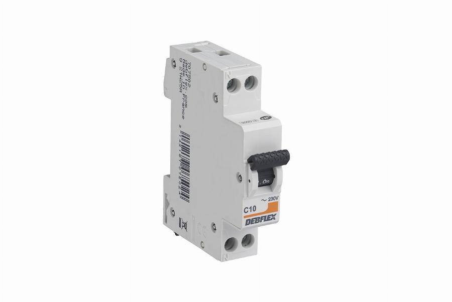 Disjoncteur 3KA Phase + Neutre 10 Ampères DEBFLEX Gris - 707502
