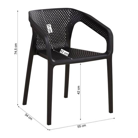Ensemble de 2 chaises de jardin noires élégantes et confortables - Image 3