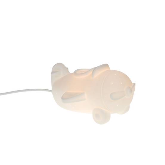 Amadeus - Lampe Avion blanche en porcelaine longueur 22,6 cm - Image 1
