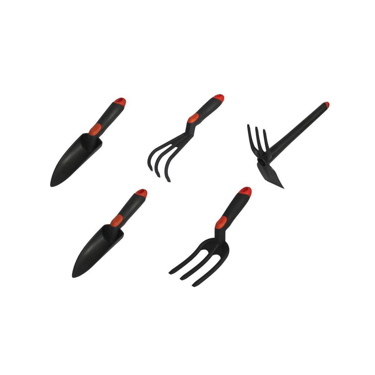 Kit 5 outils de jardin Serfouette - Plantoir large - Plantoir fin - Mini fourche 3 dents - Rateau 3 dents BRIXO - Image 2