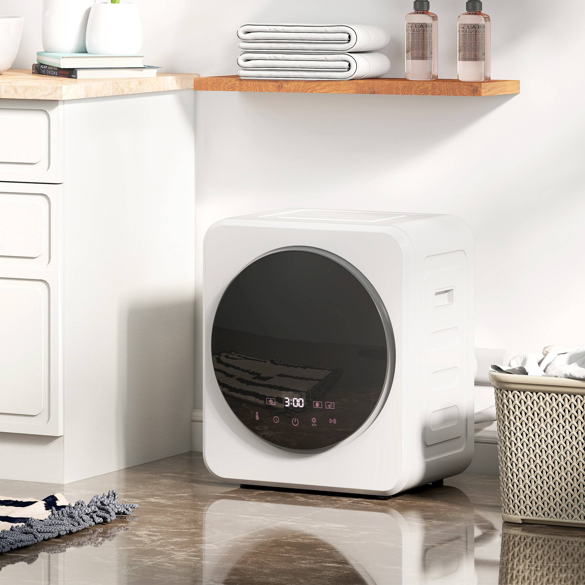 Sèche-linge à évacuation 4kg chargement frontal, tambour inox, 800W compact pose libre, blanc - Image 4