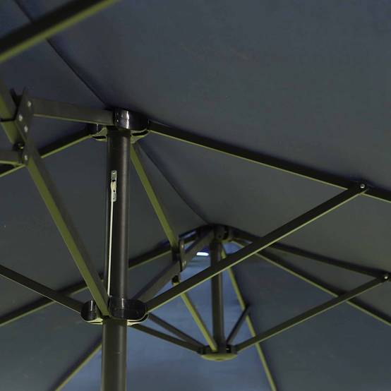 Parasol double acier jardin terrasse protection UV manivelle 455x265cm bleu - ComfortXL Outdoor Living - Image 7