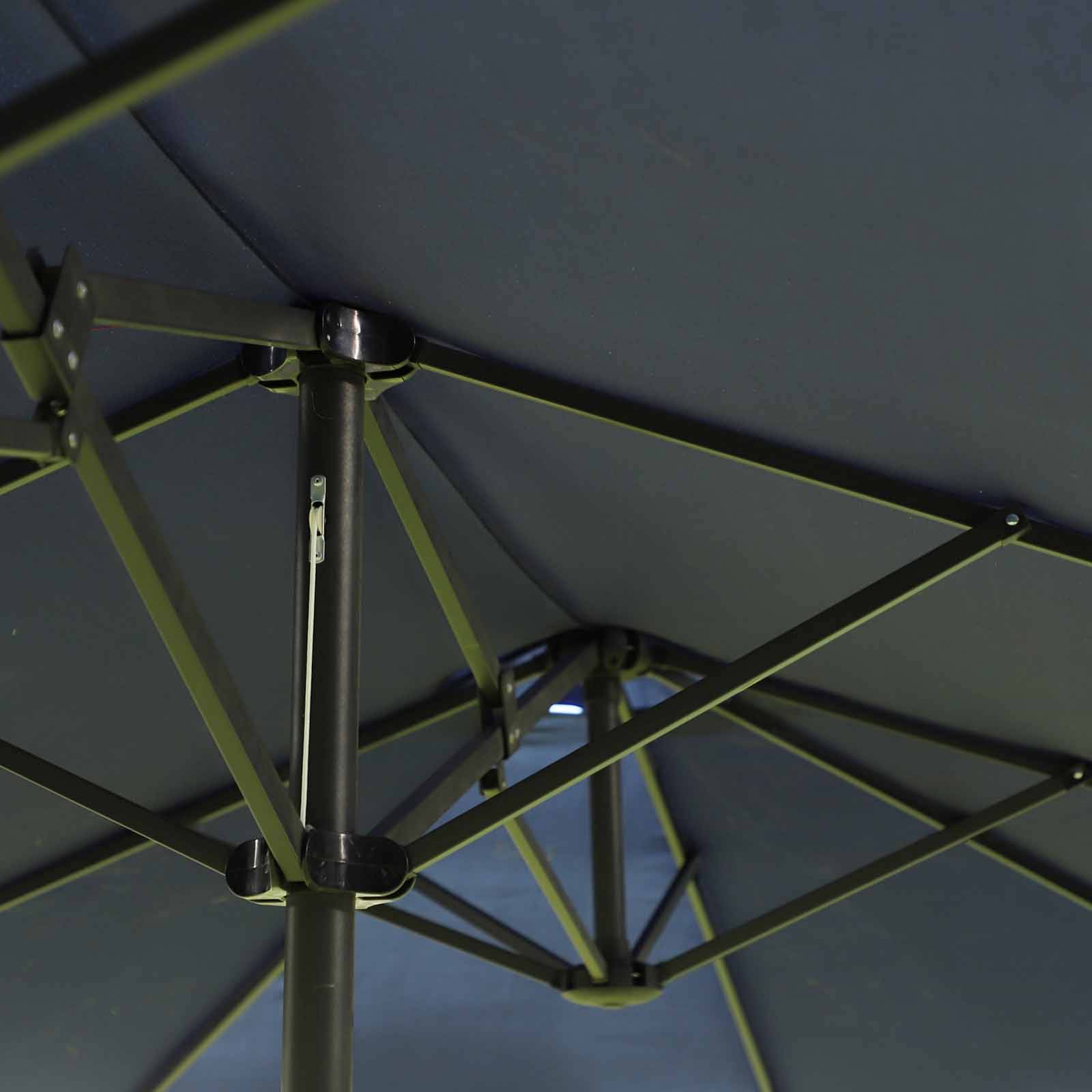 Parasol double acier jardin terrasse protection UV manivelle 455x265cm bleu - ComfortXL Outdoor Living - Image 7