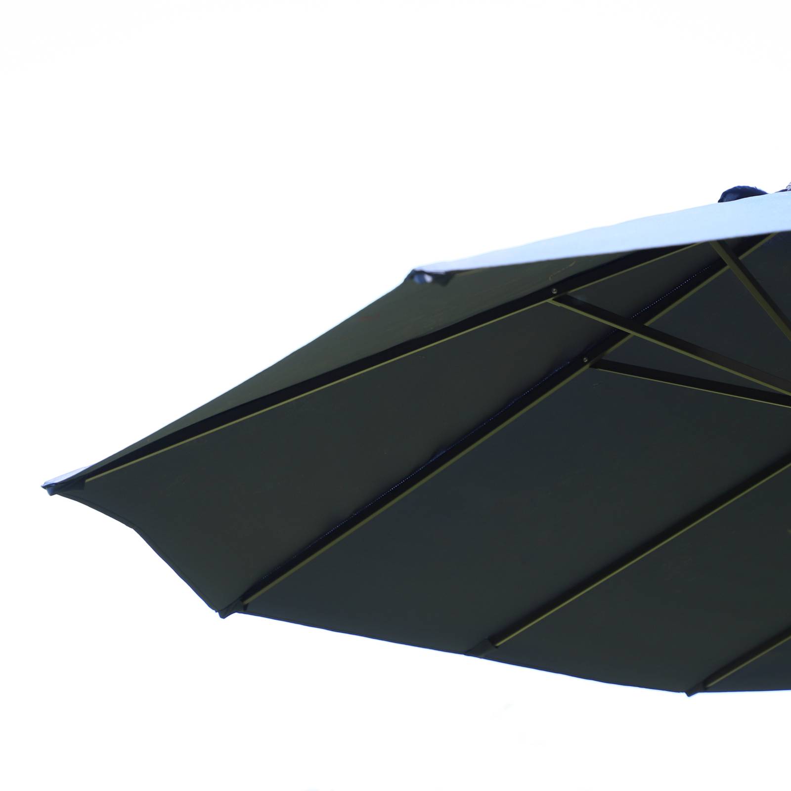 Parasol double acier jardin terrasse protection UV manivelle 455x265cm bleu - ComfortXL Outdoor Living - Image 8