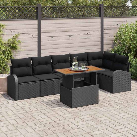 ComfortXL - Salon de Jardin 6 Places Modulable en Résine Tressée avec Rangement Pratique Noir – ComfortXL Outdoor Living - Image 1