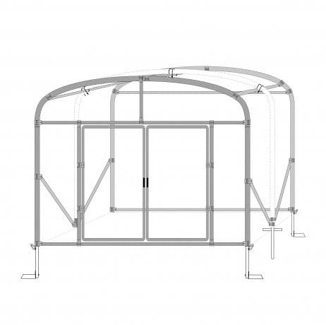 Plastidis - Serre tunnel Deschamps pieds droits larg 4 m pas à 1.50 m, L 7.50 m, type 200 microns diffusante Lumisol , Façade 2 portes simples - Imagen 5